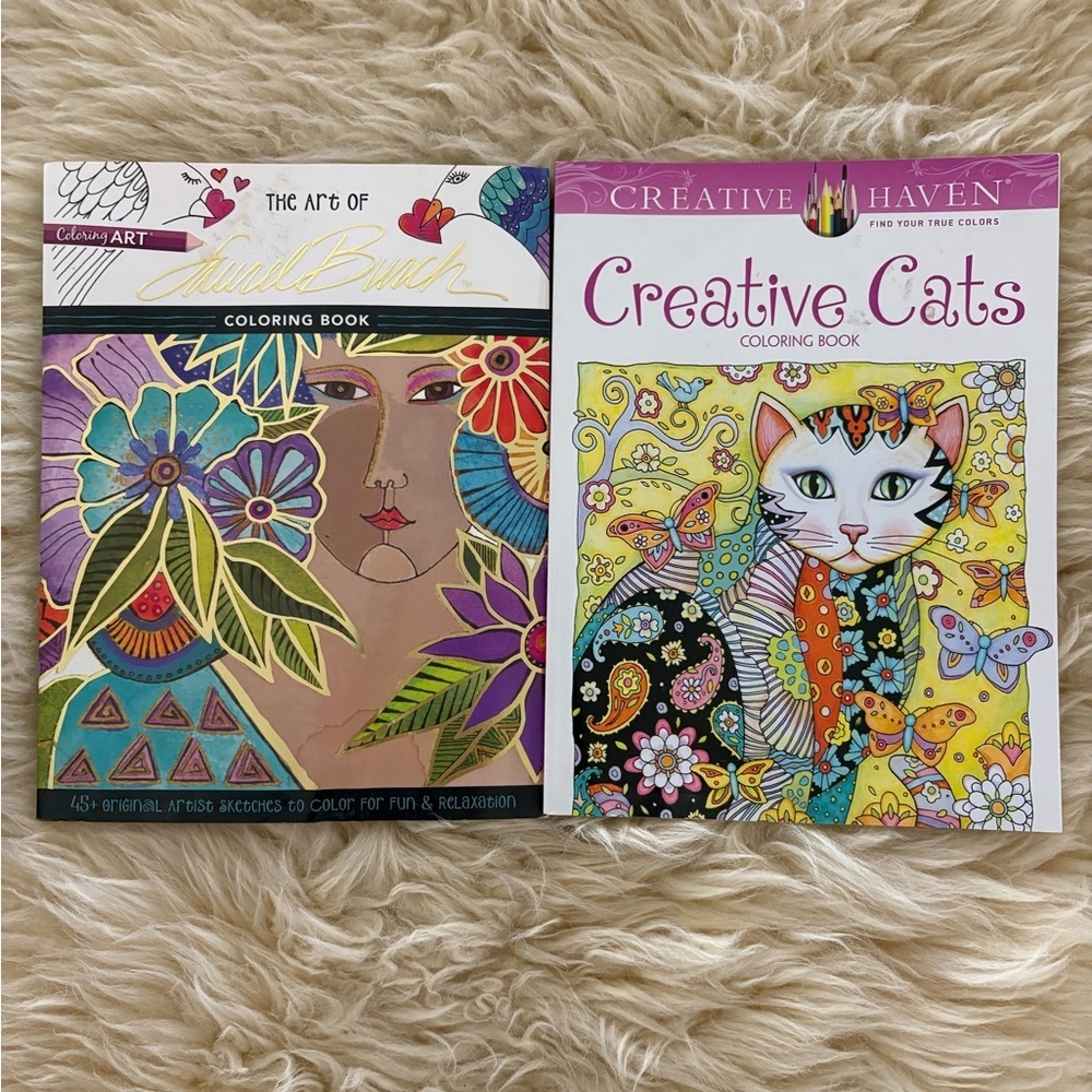 Laurel Burch Art Adult Coloring Book and Cats Set